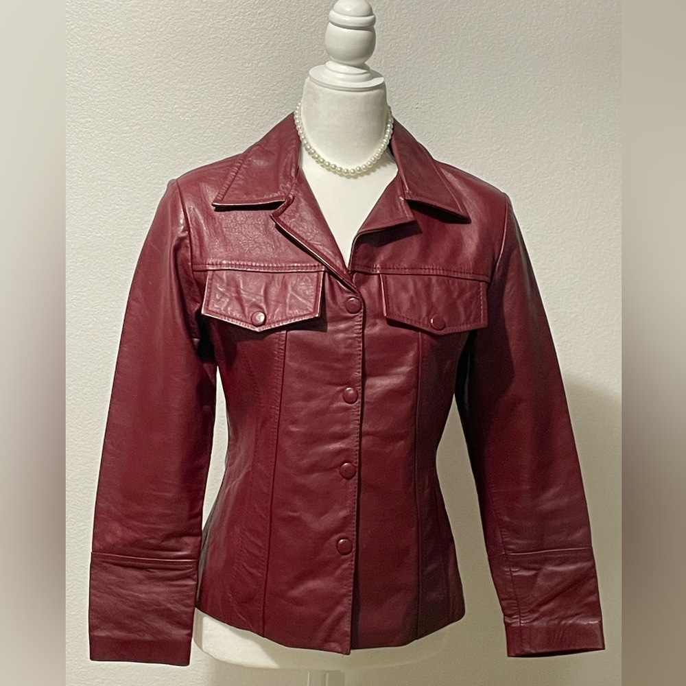 Dark red leather jacket